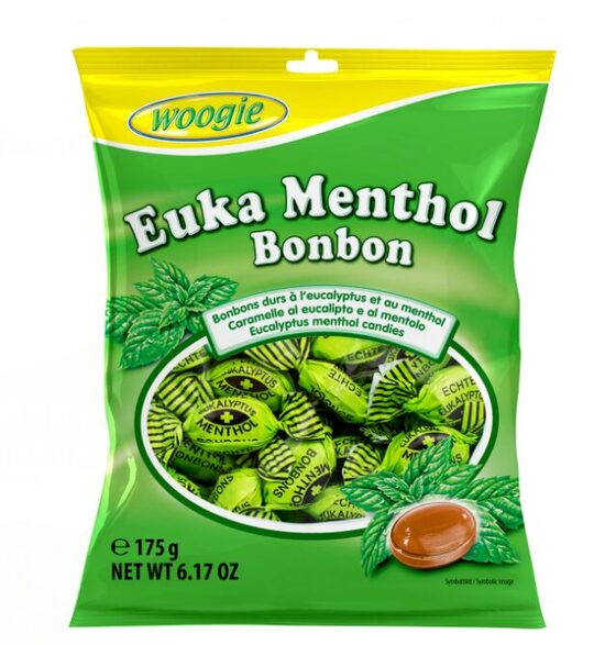 Woogie Euka Menthol eikaliptu mentola garšas karameles, 175 g.